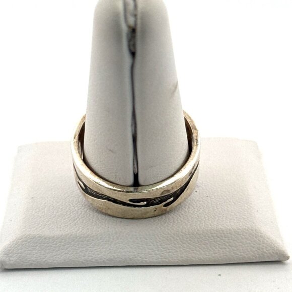Vintage Estate Men’s Sterling Silver 925 Wave Design Band Ring Size 11.5 8.3g - Picture 3 of 8